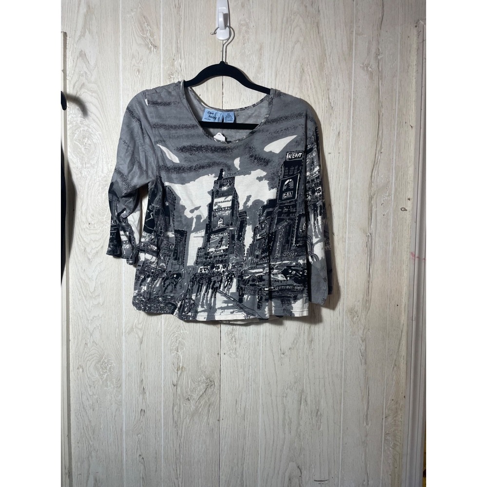 Jane Ashley New York Skyline 3/4 Sleeve Pullover Top Shirt Adult Women's XL